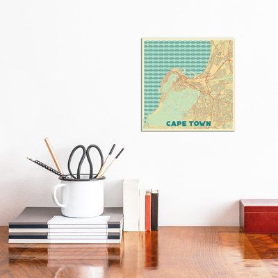 Cape Town Retro Urban Blueprint Map by Hubert Roguski - Wrapped Canvas Print