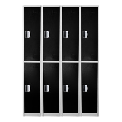 Casier 72 po x 12 po x 12 po à 2 portes en acier à 2 niveaux avec serrure numérique - Rangement pour employés, étudiants, salle de sport, lieu de travail - Comprend les tablettes, les crochets, la ventilation et le porte-carte - Assemblage facile