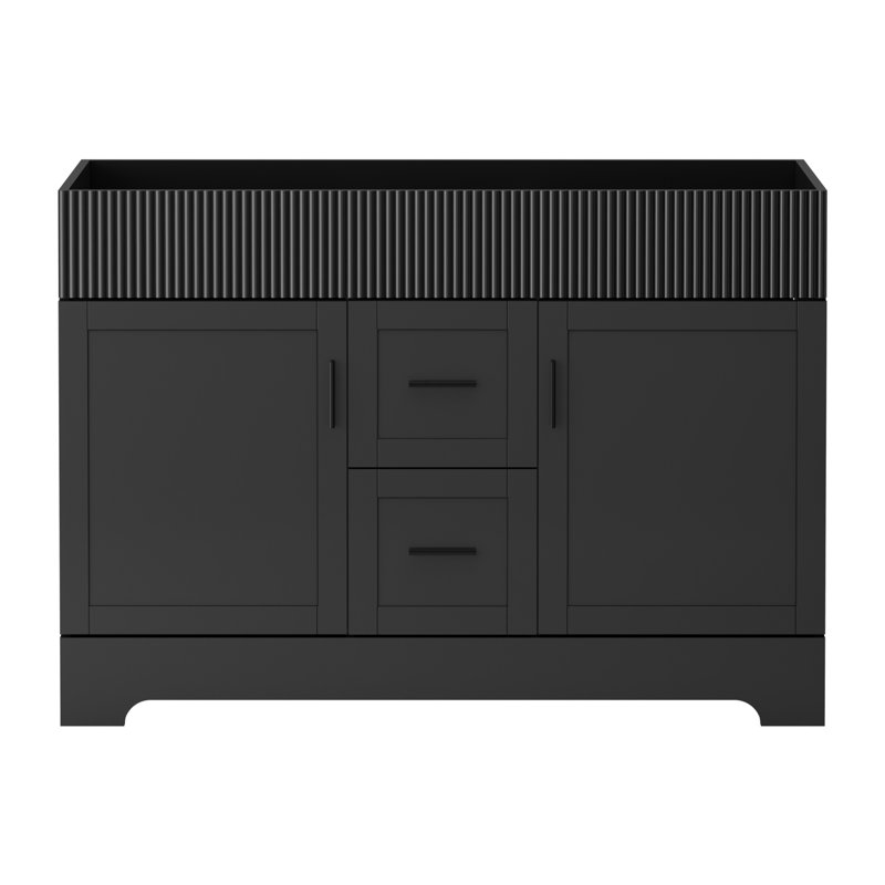 48" Double Bathroom Vanity Base Only, Sink Not Inlcuded, Black