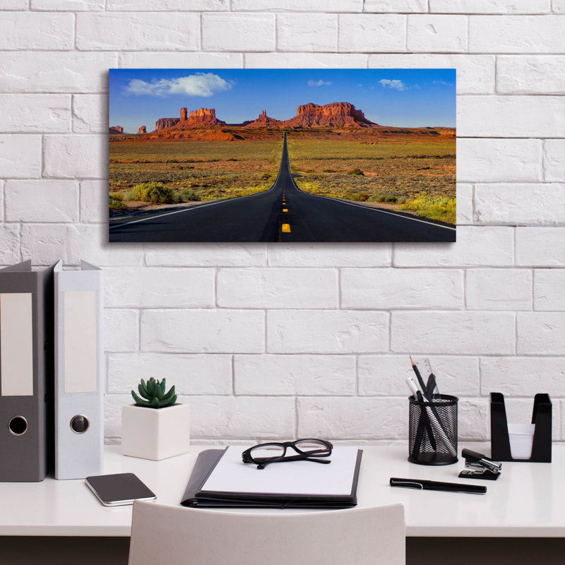 'Monument Valley Road' by Jonathan Ross, Canvas Wall Art, 12" H x 24" W x 0.75" D