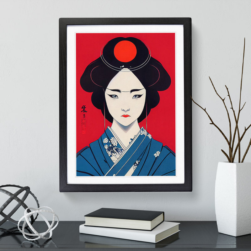 Captivating Geisha - Single Picture Frame Print, Black Framed, 46cm H x 34cm W x 2cm D