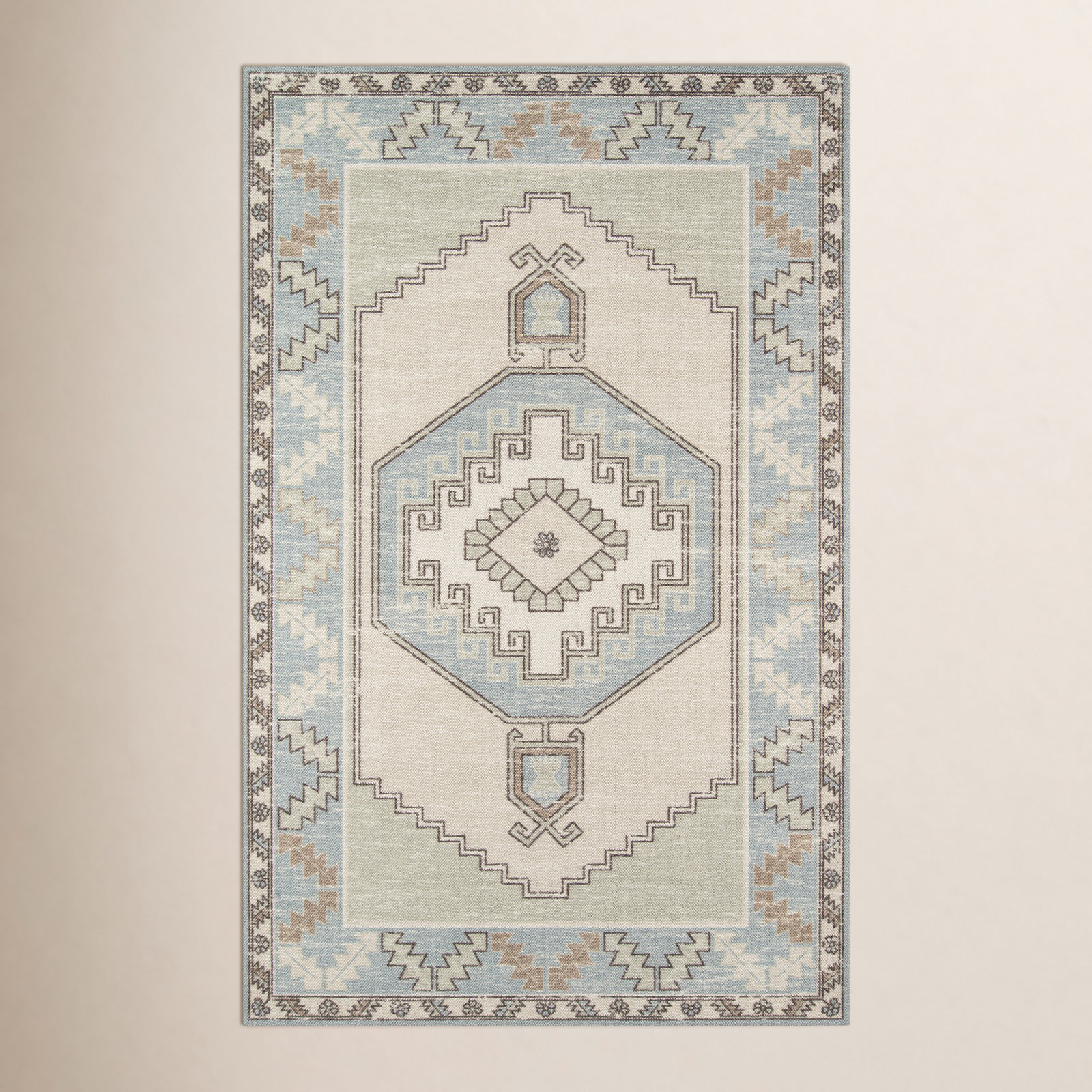 Fletcher Light Blue Beige Oriental Rug, Rectangle 9'9" x 12'6"