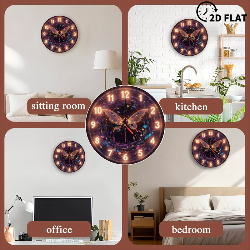 Horloge avec papillon lumineux