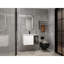 Meuble-lavabo mural contemporain avec lavabo en céramique, blanc brillant, design moderne