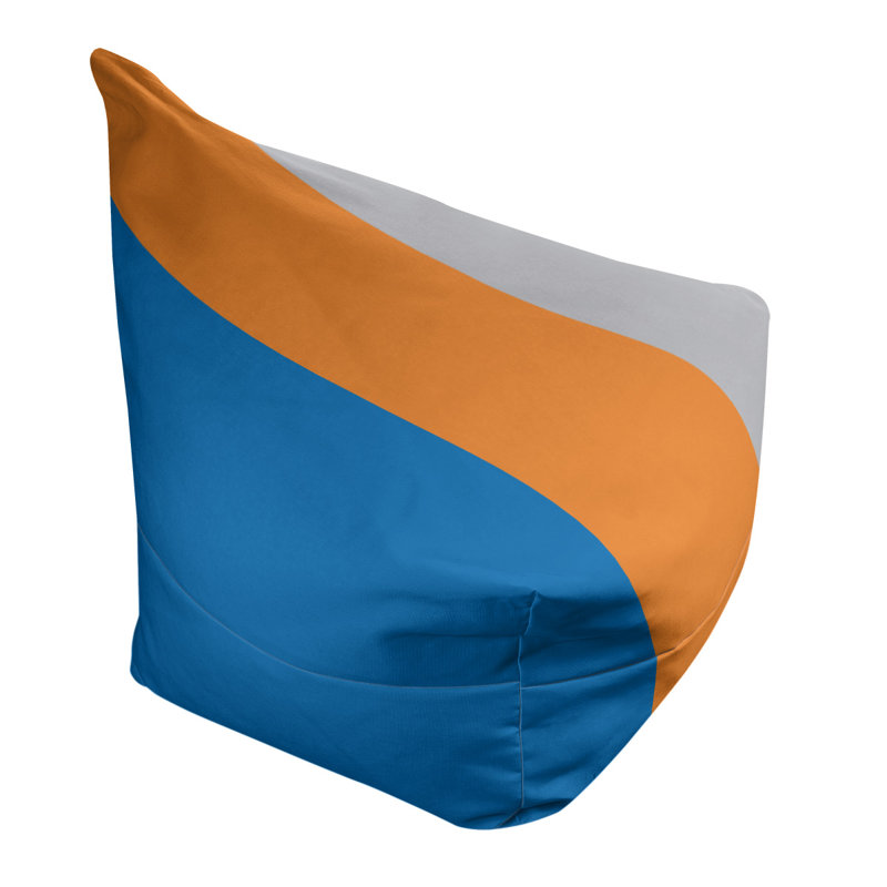 Bean Bag Chair & Lounger, 31" x 38" x 42", Blue/Orange/Silver