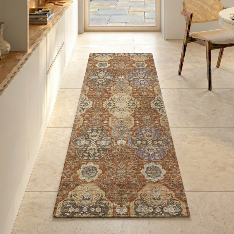 Tapis de qualité supérieure Mayfield AMF2484 Global, Paprika, Tapis de couloir 2 pi 3 po x 7 pi 6 po