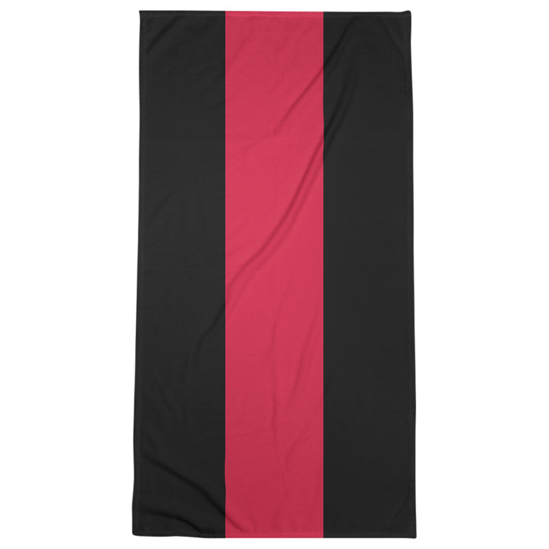 Lightweight Beach Towel, Black/Red/Black, Poly/Cotton