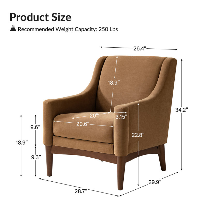 Arshanti Armchair With Solid Wood Legs, Camel