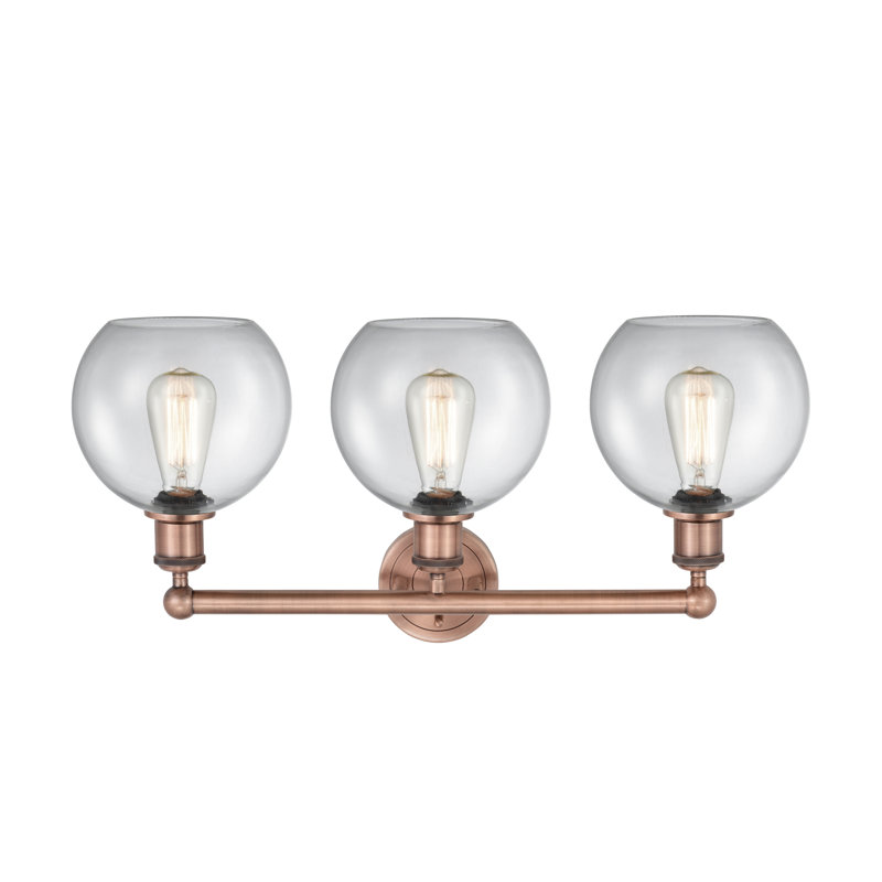 Éclairage pour meuble-lavabo à 3 lumières à intensité variable Ellington, Transparent, Cuivre antique