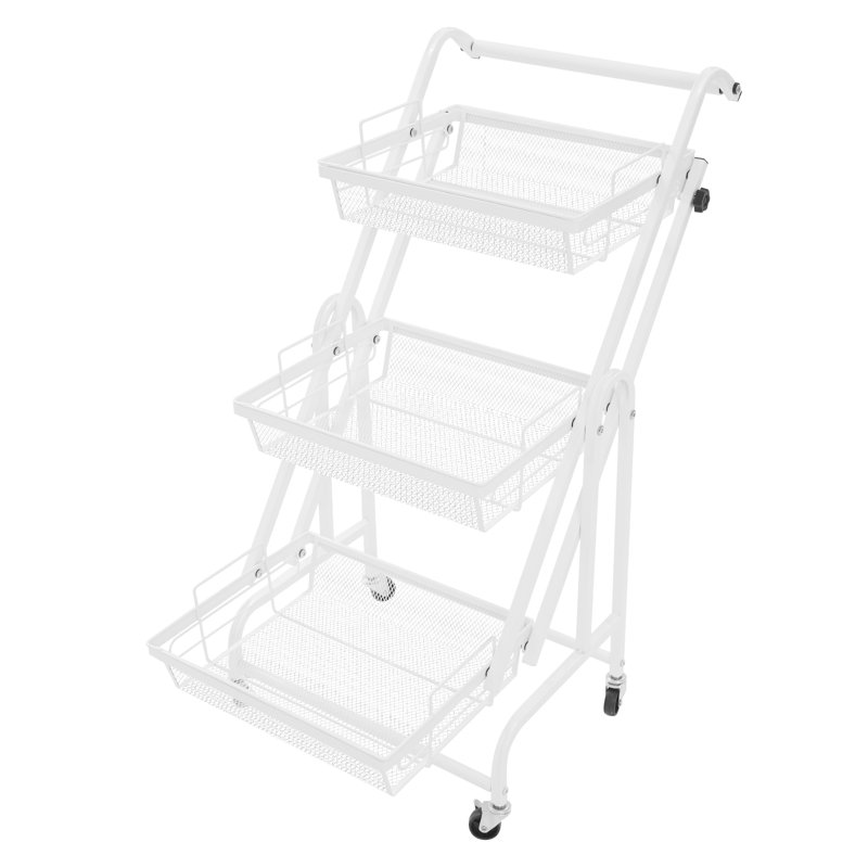 3-Tier Adjustable Metal Rolling Utility Cart with Wheels, White