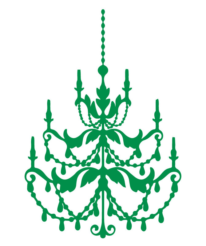 Décalcomanie murale lustre française, Vert clair, H 24 po x l 16 po x P 0,01 po