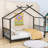Twin Metal Platform Bed with House Roof-1680447243