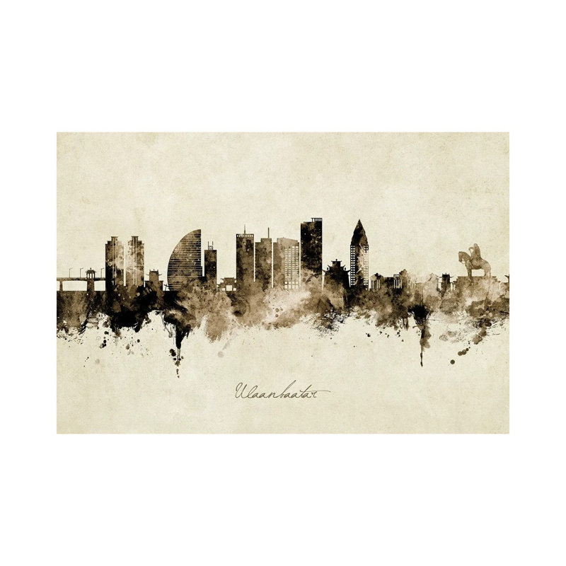 Ulaanbaatar Mongolia Skyline Vintage by Michael Tompsett - Wrapped Canvas Gallery-Wrapped Canvas Giclée