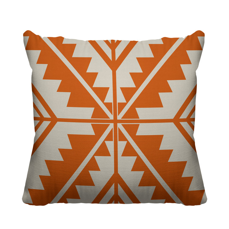 Coussin décoratif intérieur / extérieur Tala Southwestern, Orange, L 17 po x H 17 po