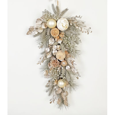 X'mas Glitter Teardrop,28" Apple/Ornaments/Berry/Pine; Chamapgne