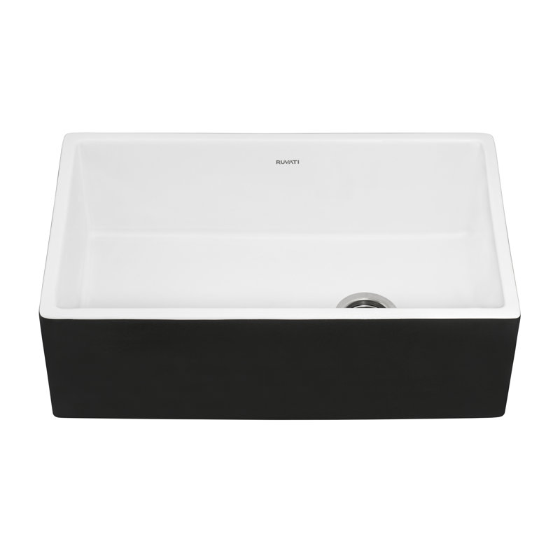 Évier de cuisine en argile réfractaire 33 pouces Ruvati, Noir / blanc