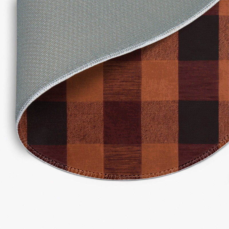 Tapis intérieur / extérieur noir à carreaux, Rond 5 pi