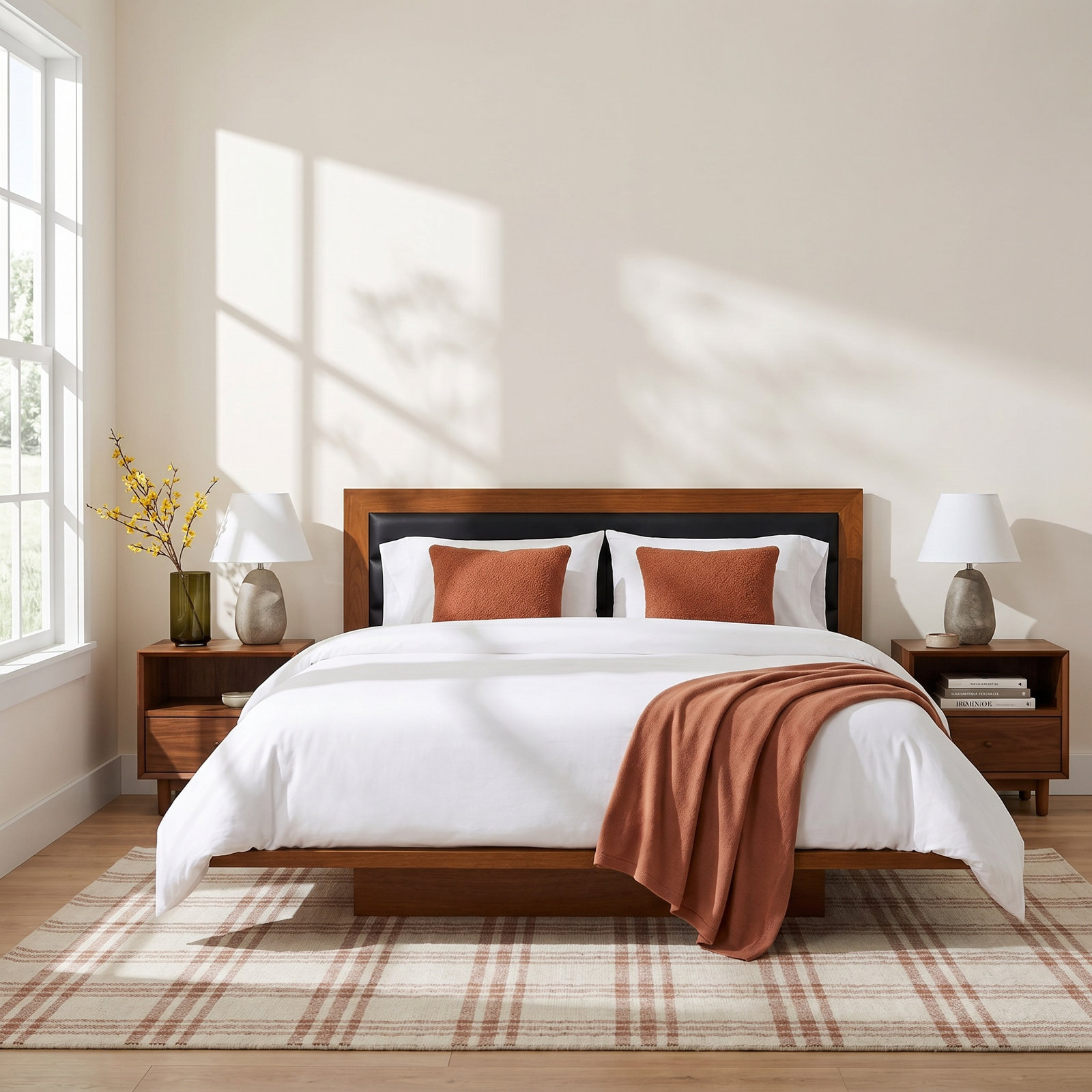 Moduluxe Walnut Bed, Queen, Ebony, Autumn Cherry