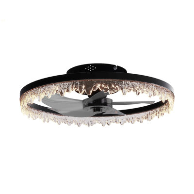 Ventilateur de plafond encastré intelligent avec lumière - Lustre à DEL intégré de 20 pouces avec 5 pales invisibles, télécommande et minuterie, éclairage à intensité variable, fonctionnement ultra-silencieux pour la chambre à coucher, le salon et le coin-repas