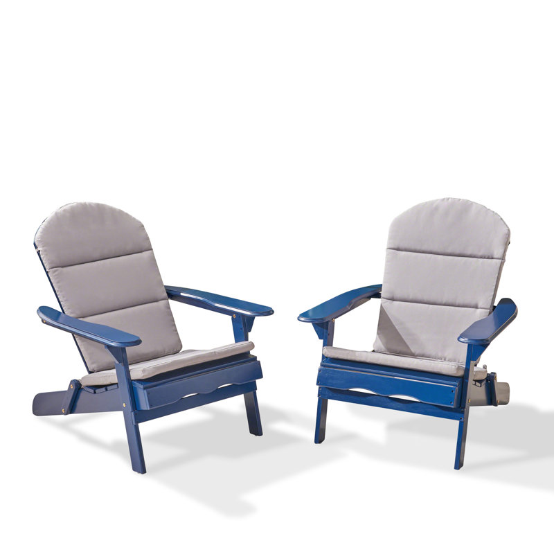 Chaise Adirondack pliante en bois massif Nahant, Gris