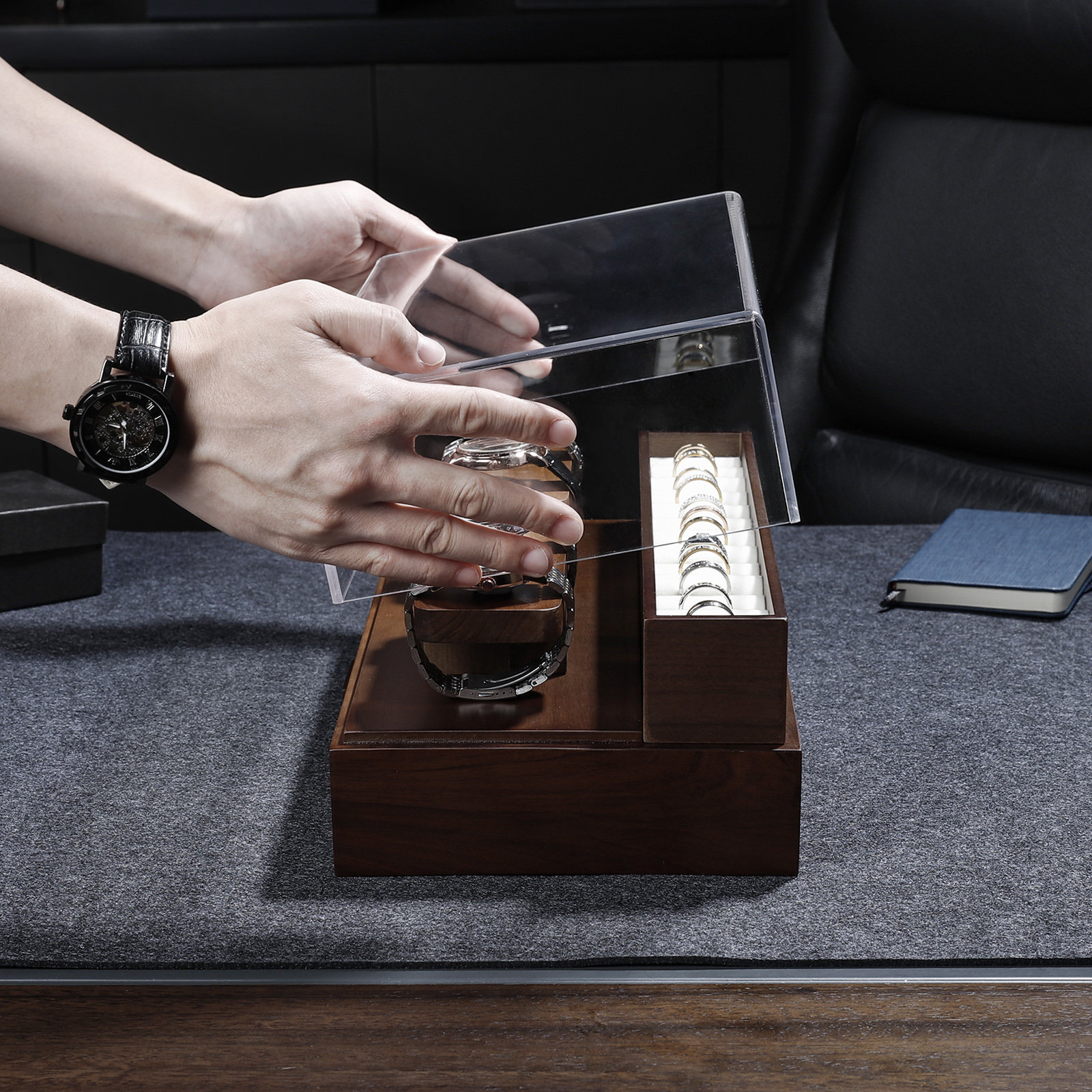 Luxury Walnut Watch Box Wooden Watch Case Large Watch 