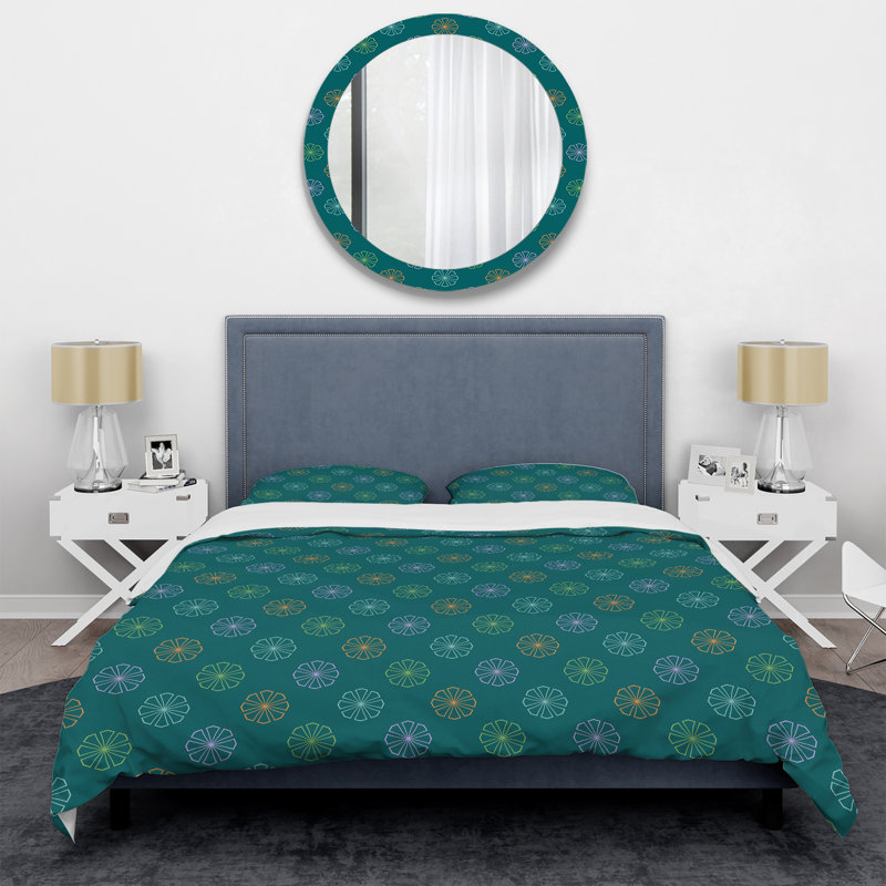 Green and Blue Abstract Dot - Ensemble de housse de couette abstraite - Microfibre de polyester