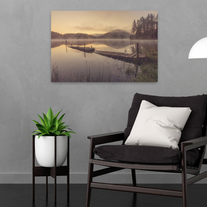 «In the Morning Peaceful Serene Tranquil Forest Landscape», art mural, H 16 po x l 24 po