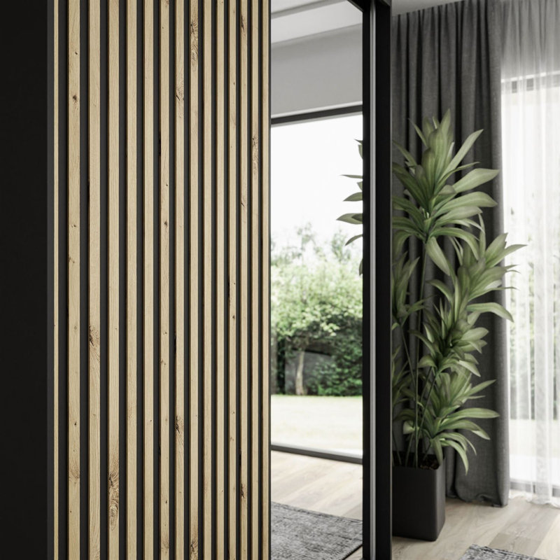 Notthingham 2 Door Manufactured Wood Wardrobe, Black