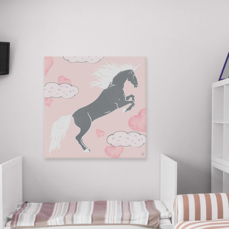 Crouch Crouch Cloudy Unicorn - No Frame Print on Canvas, 20cm H x 20cm W x 3.81cm D