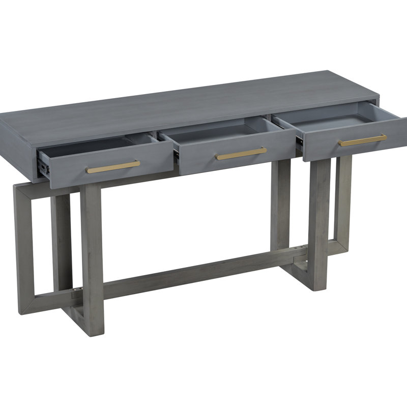 Console très longue avec 3 tiroirs pour le vestibule. Table moderne, table, gris antique à trois fonctions - style vestibule et durabilité