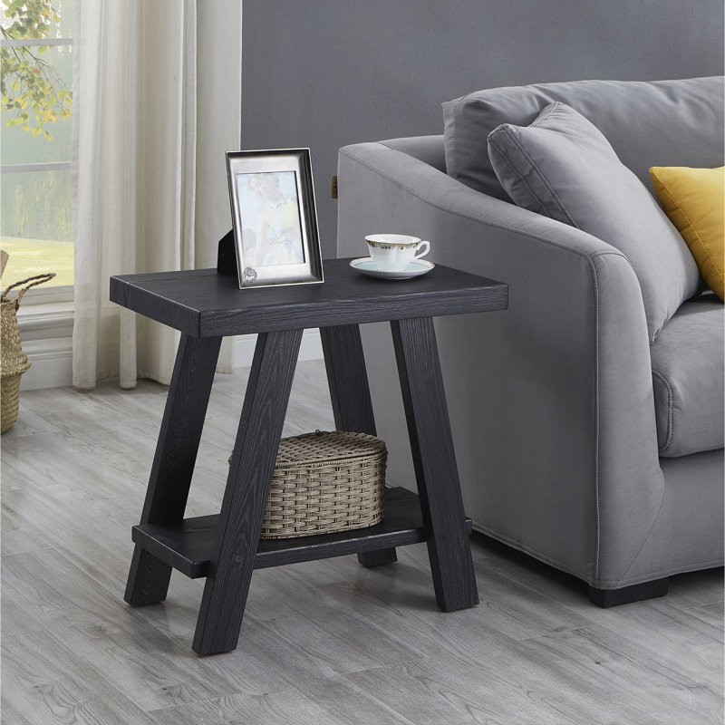 Table de bout avec tablette contemporaine en bois Athens avec finition noire, table, H 21,92 po x l 23,5 po x P 14,05 po