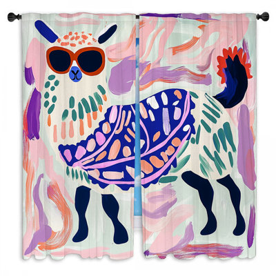Llama Window Curtains  Animal Bohemian Boho Drapes - 2 Panels