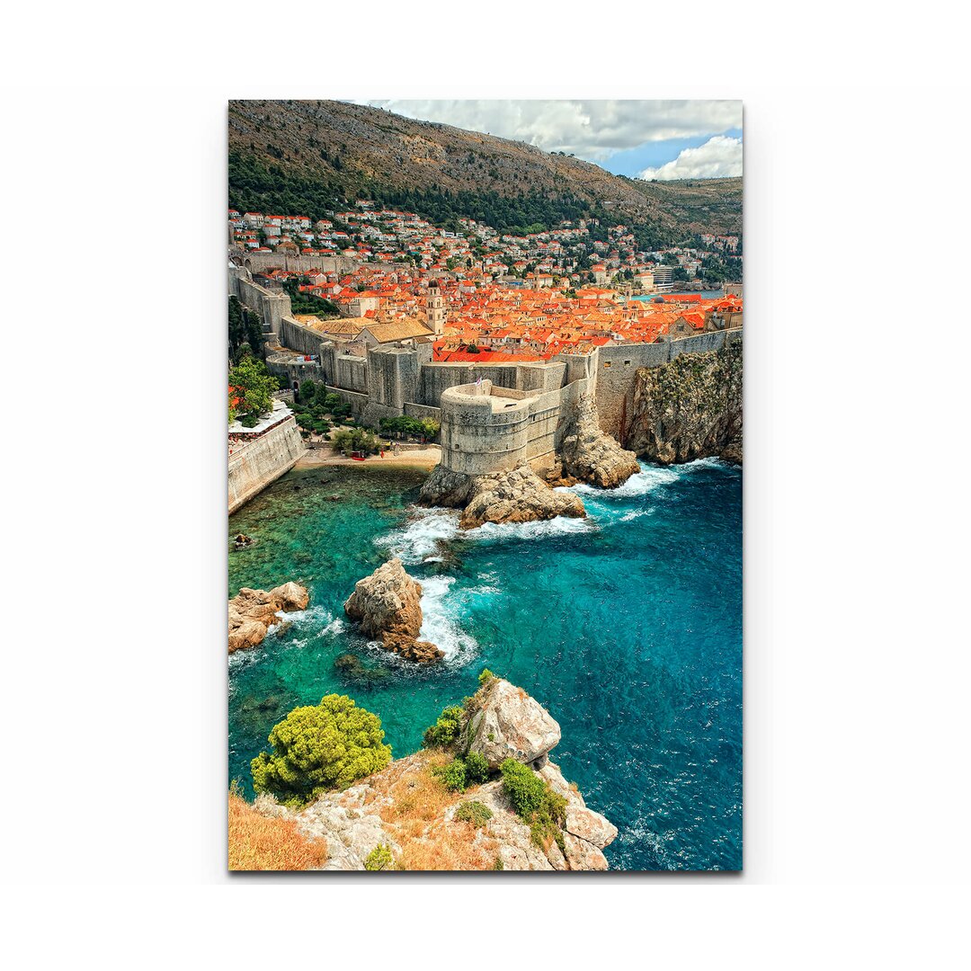 Leinwandbild Blick auf Dubrovnik mit Mittelmeerküste - Kroatien