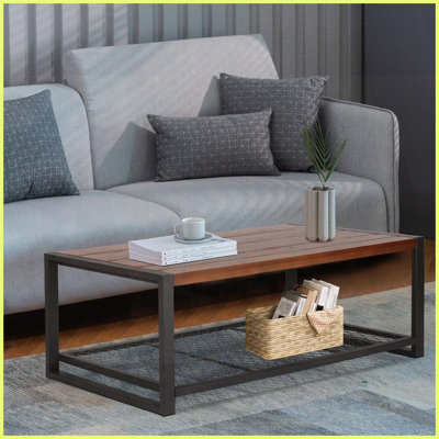 Table basse industrielle avec finition en bois naturel récupéré - Beauté intemporelle qui vieillit gracieusement