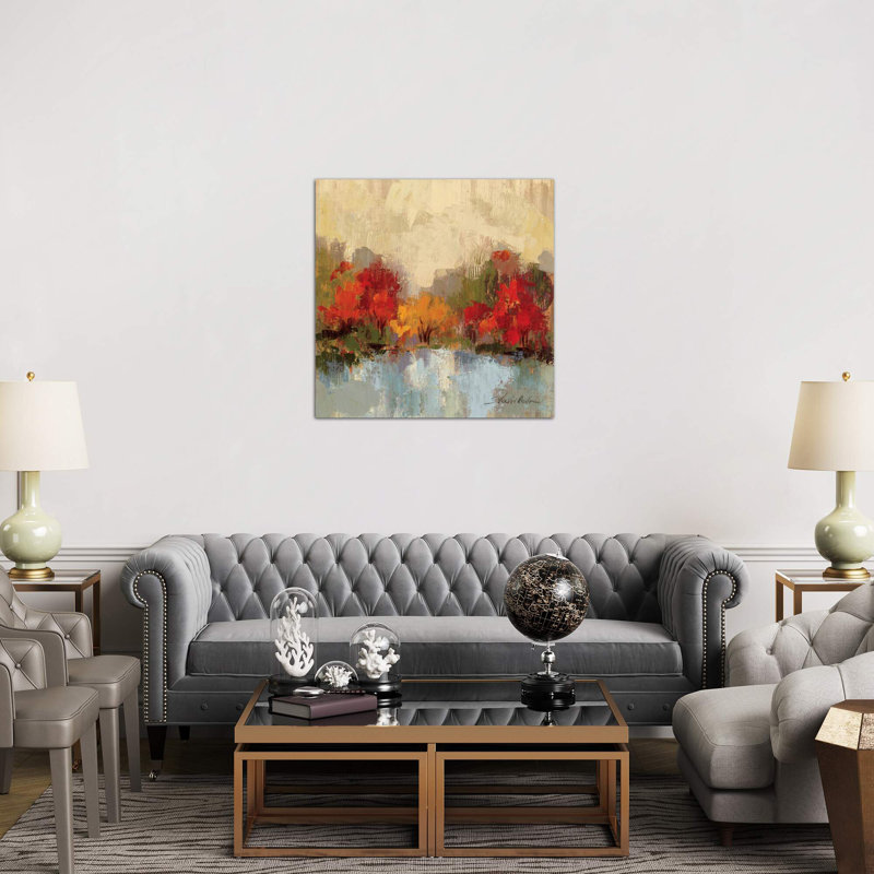 Fall Riverside I by Silvia Vassileva - Wrapped Canvas Painting, 45.72 cm H x 45.72 cm W x 1.91 cm D