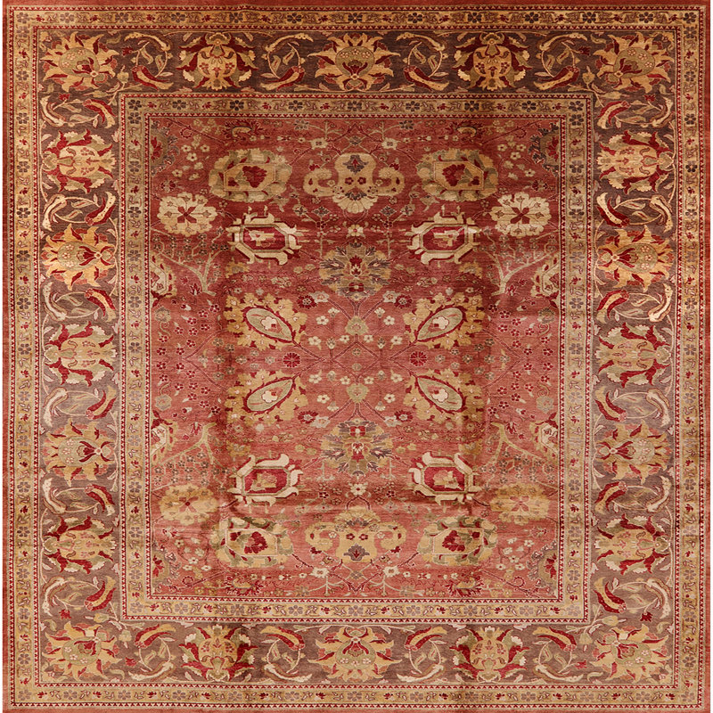 Tapis de style oriental rouge, Carré 5 pi