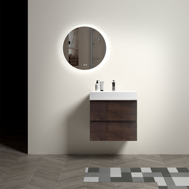 Meuble-lavabo avec lavabo Alice, Noyer, Blanc, 24"