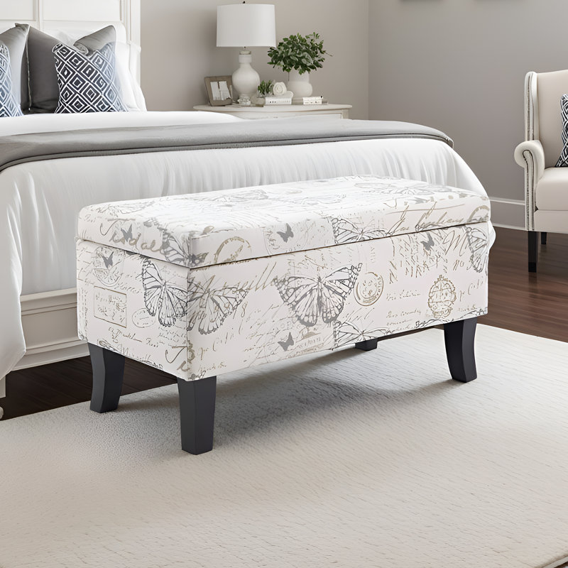 Tarrin Upholstered Ottoman, Butterfly Print