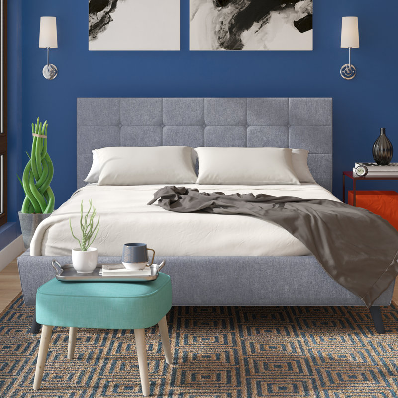 Cate Upholstered Platform Bed, King, Beige