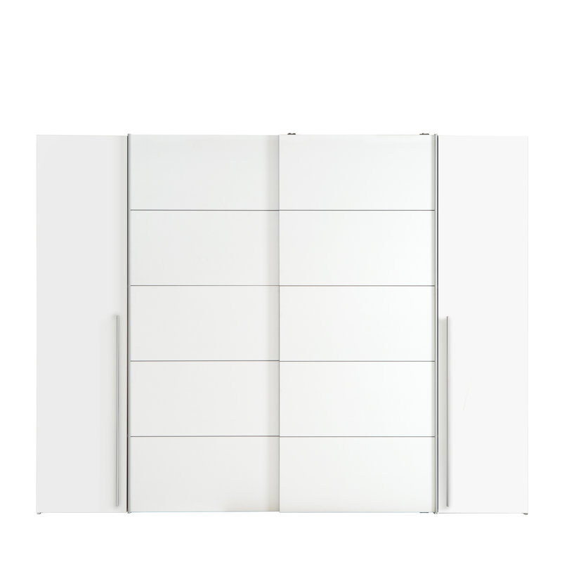 Debarr 4 Door Manufactured Wood Wardrobe, White, 210.5cm H x 270.3cm W x 61.2cm D