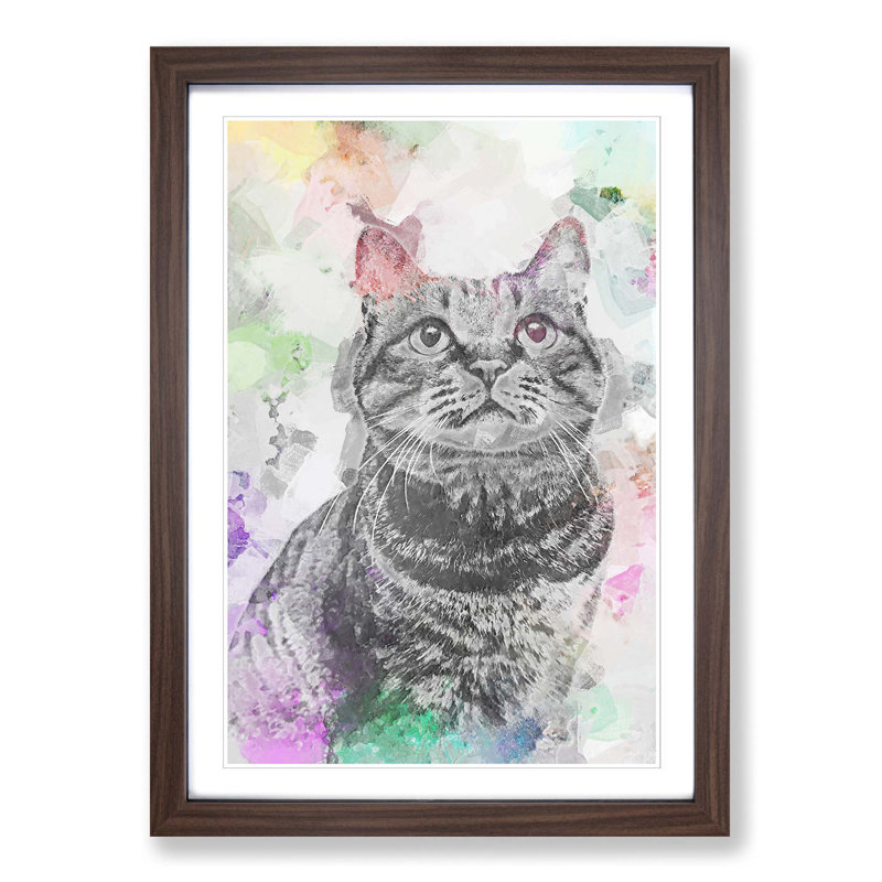 Colours of a Cat in Abstract - Picture Frame Graphic Art Print, Walnut Framed, 87cm H x 62cm W x 2cm D