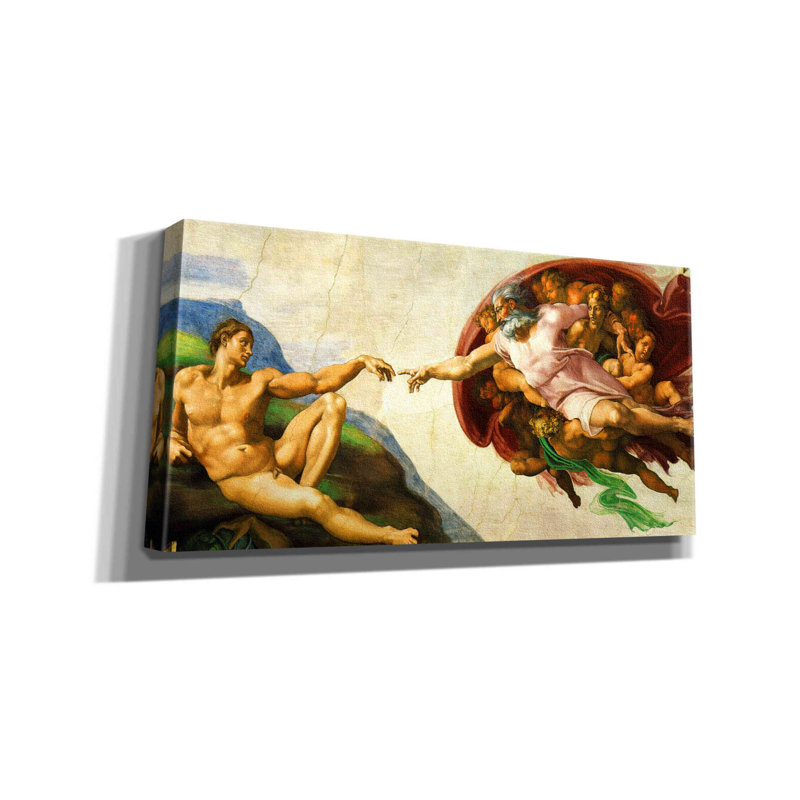 "La création d'Adam" par Michel-Ange, art mural sur toile, H 30 po x l 60 po x P 1,5 po