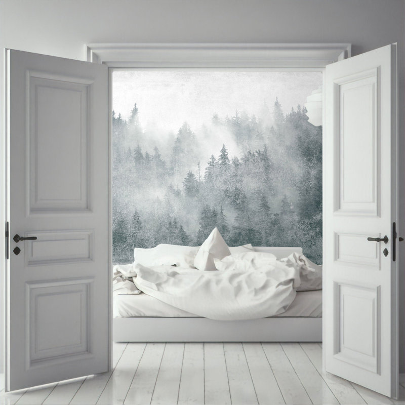 Rouleau de papier peint amovible monochrome Jungle Misty Forest, L 35 po x l 55 po