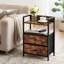 Table de chevet moderne avec tiroirs et étagères ouvertes – Table d'appoint de chambre en bois brun foncé pour le rangement – ​​Couleur : Brun-852409438