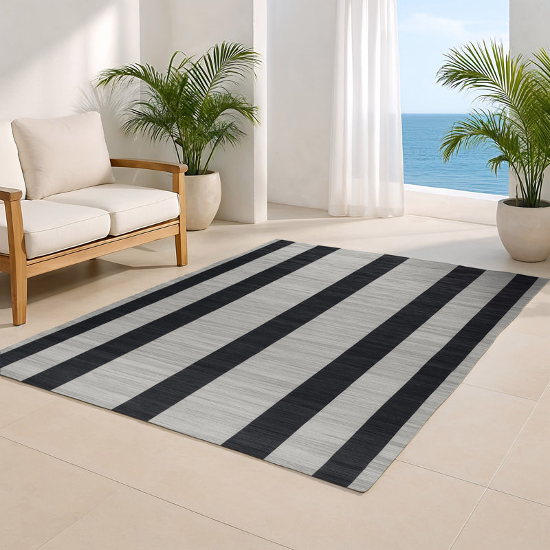 Tapis intérieur / extérieur gris HorizontalStripes, Rectangulaire 2 pi x 3 pi
