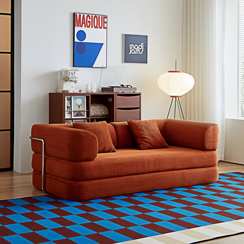 Canapé-lit compressé avec coussin, Rouge