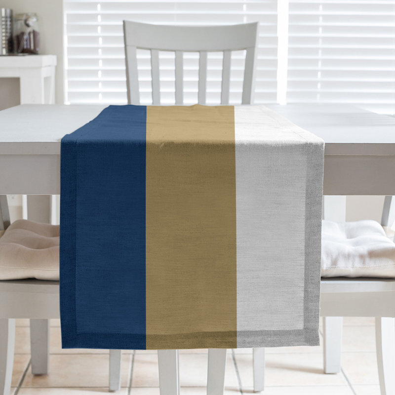 Chemin de table de basketball, L 90 po x l 16 po, Bleu marine de la Nouvelle-Orléans / or / blanc, Polyester sergé