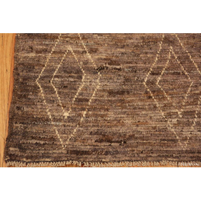 Best Modern Moroccan One-of-a-Kind Runner 2'7" X 24'7" New Age Runner Wool Area Rug in Brown
