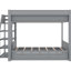 Lit superposé double en bois gris pleine grandeur, conception convertible avec escalier de rangement, table de chevet, 3 tiroirs et système de support pour matelas