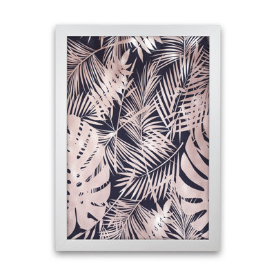 Lux Leaf Print Pink and Navy 1 Piece Wall Art
